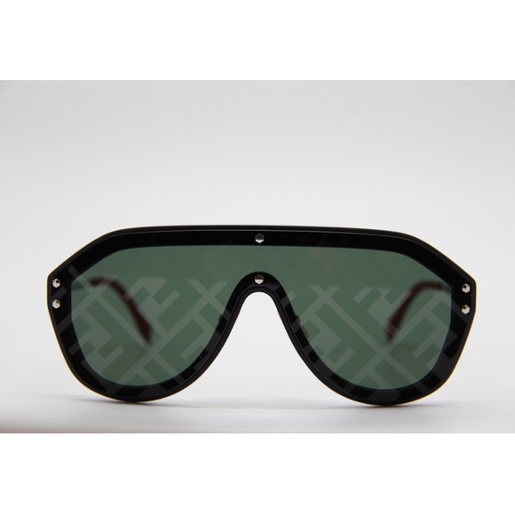 NEW FENDI FF M0039/G/S 807 BLACK SHIELD SUNGLASSES - Picture 6 of 11